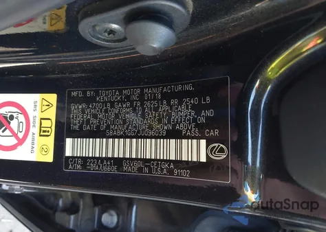 2018 Lexus Es 350 z USA, uszkodzony, nr VIN 58ABK1GG7JU096039